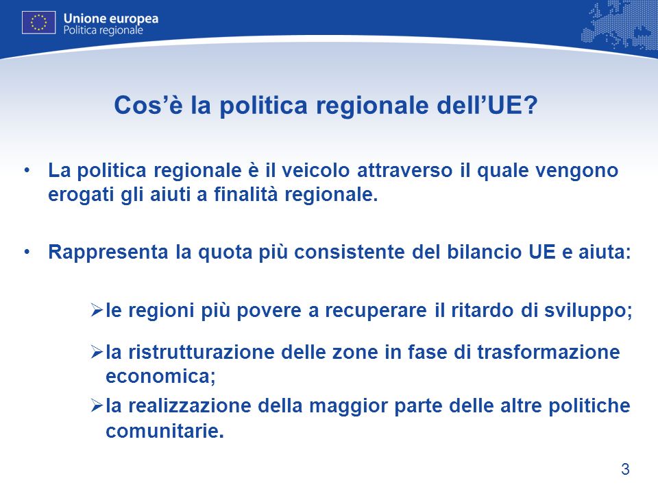 3 Cosè la politica regionale dellUE.