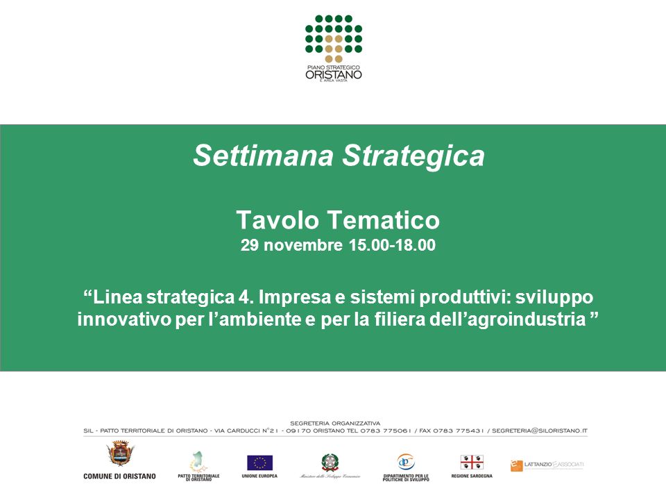 Settimana Strategica Tavolo Tematico 29 novembre Linea strategica 4.