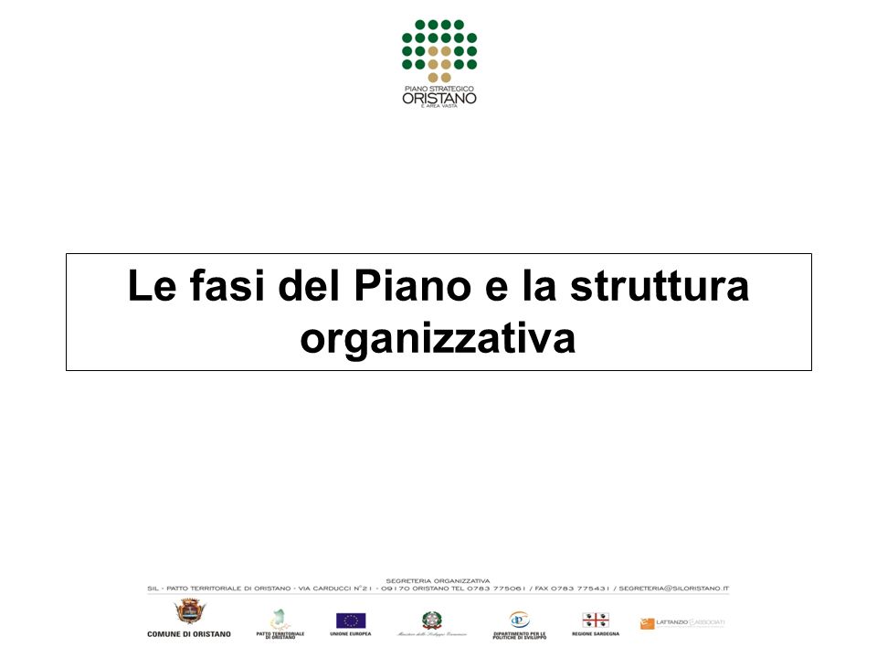 Le fasi del Piano e la struttura organizzativa
