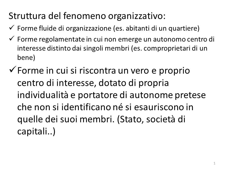 Struttura del fenomeno organizzativo: Forme fluide di organizzazione (es.