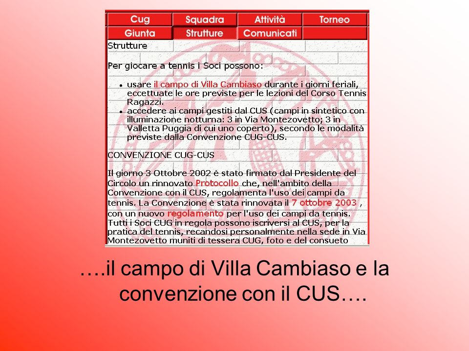 ….il campo di Villa Cambiaso e la convenzione con il CUS….