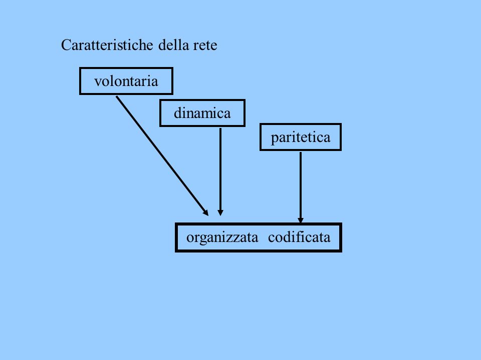 Caratteristiche della rete volontaria dinamica paritetica organizzata codificata