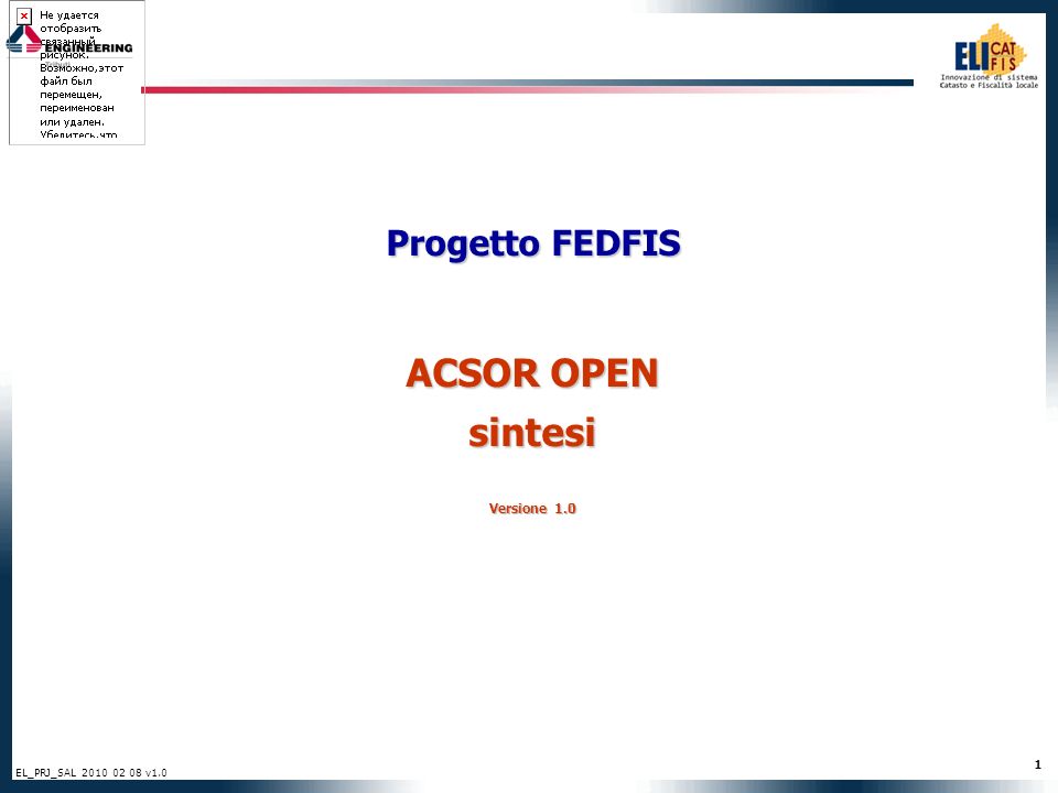 1 EL_PRJ_SAL v1.0 Progetto FEDFIS ACSOR OPEN sintesi Versione 1.0