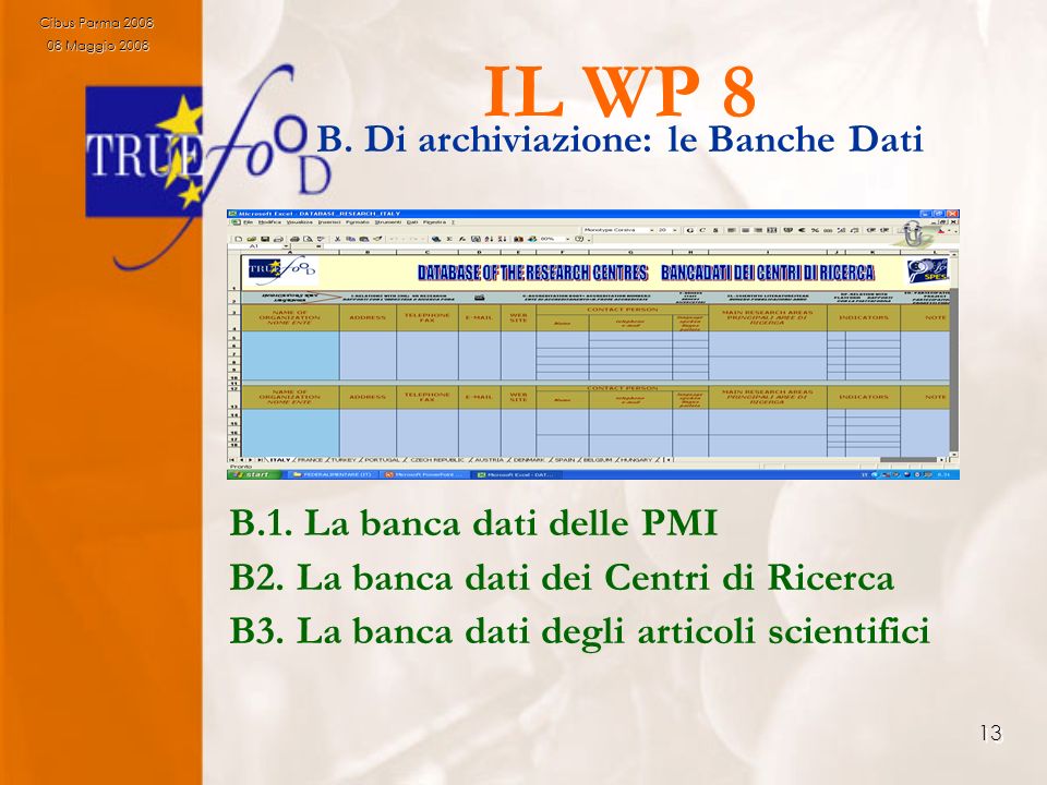 13 IL WP 8 B. Di archiviazione: le Banche Dati B.1.