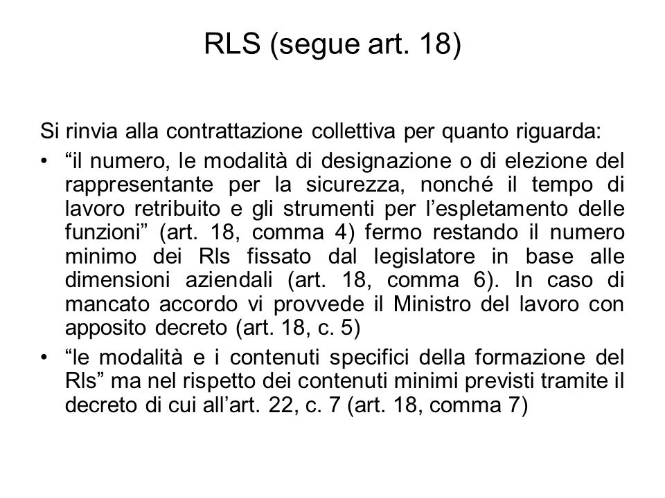 RLS (segue art.