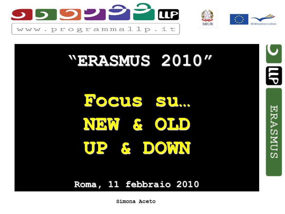 Simona Aceto ERASMUS 2010 Focus su… NEW & OLD UP & DOWN Roma, 11 febbraio 2010