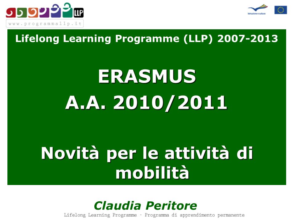 Lifelong Learning Programme (LLP) ERASMUS A.A.