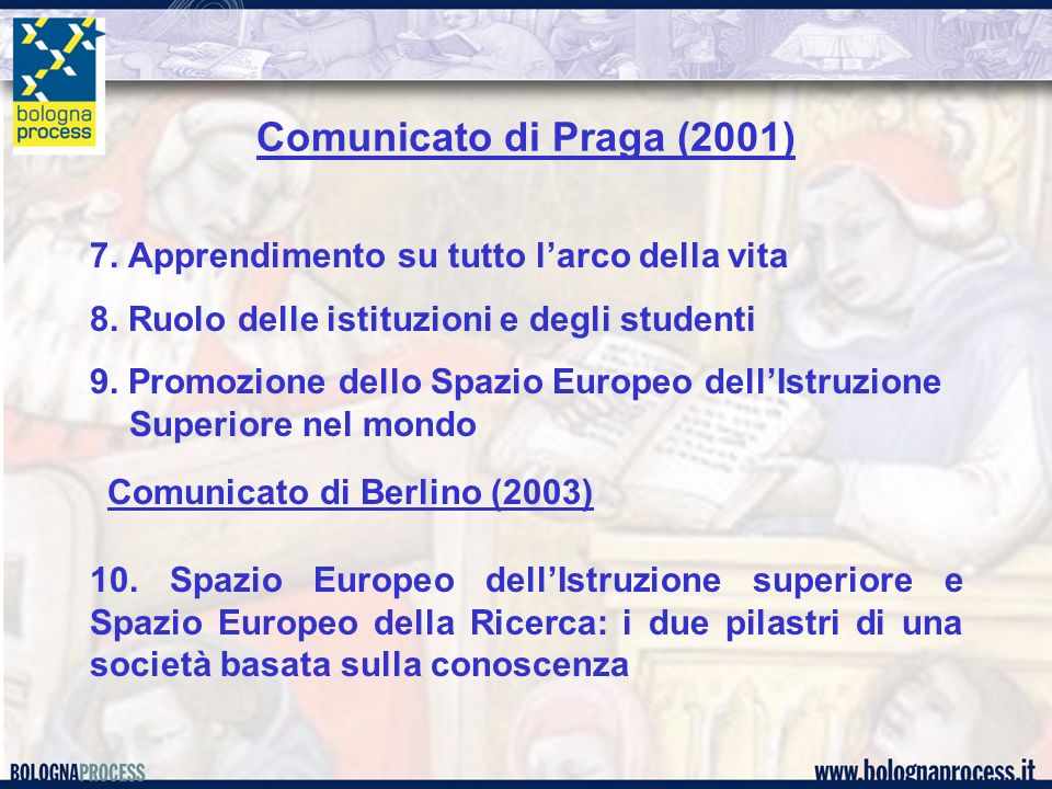 Comunicato di Praga (2001) 7. Apprendimento su tutto larco della vita 8.