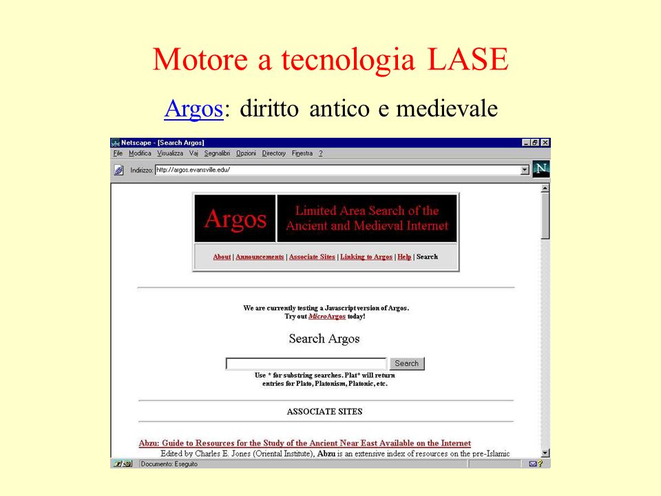 ArgosArgos: diritto antico e medievale Motore a tecnologia LASE