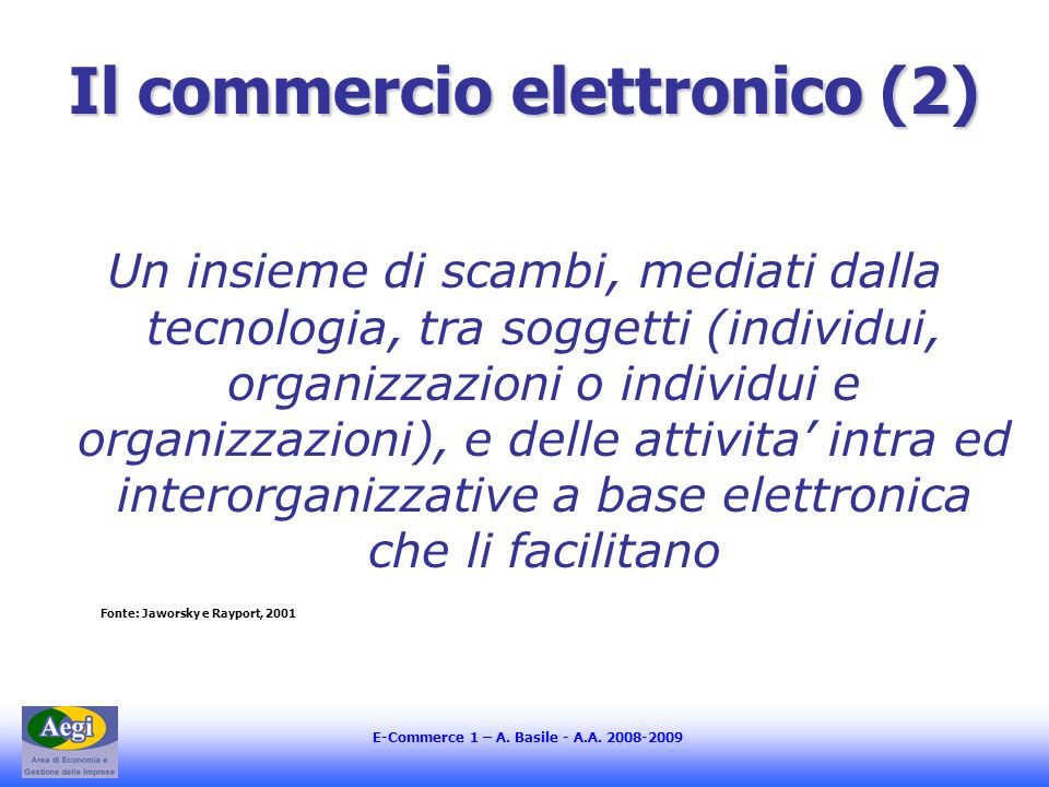 E-Commerce 1 – A. Basile - A.A.