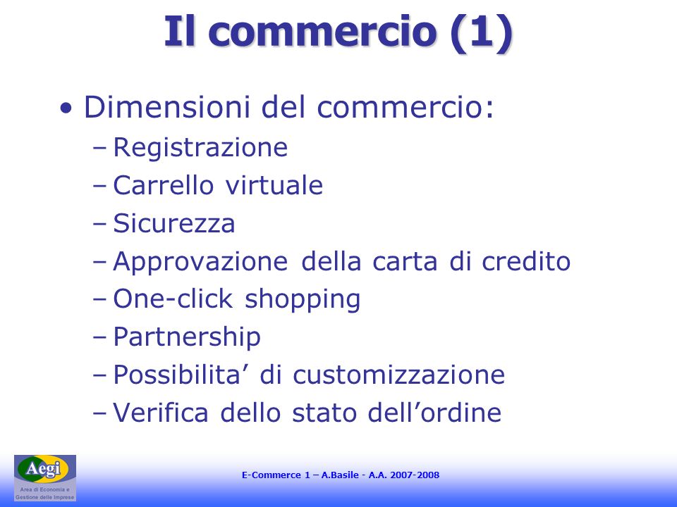 E-Commerce 1 – A.Basile - A.A.