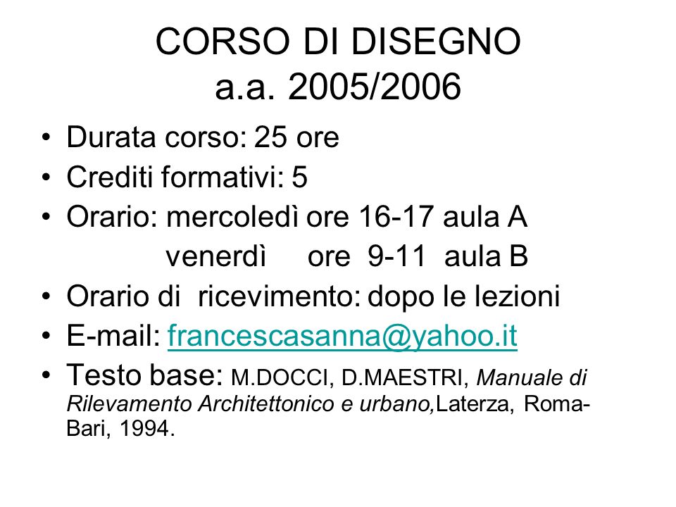 CORSO DI DISEGNO a.a.