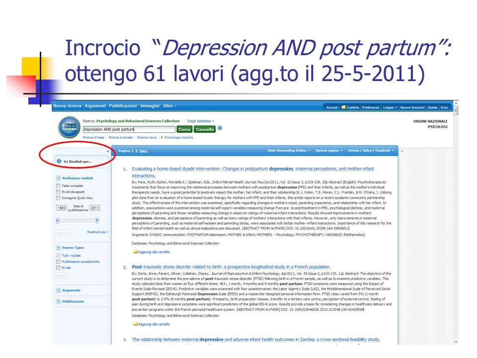Incrocio Depression AND post partum: ottengo 61 lavori (agg.to il )