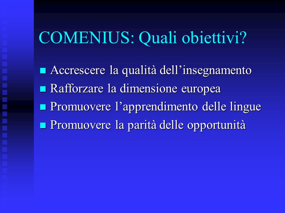 COMENIUS: Quali obiettivi.
