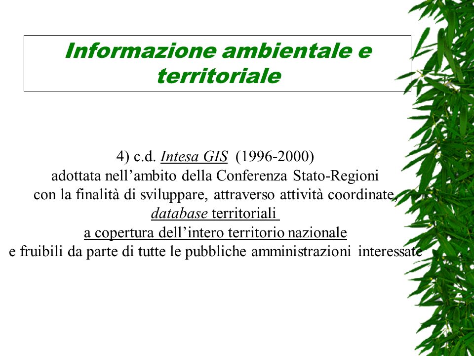 Informazione ambientale e territoriale 4) c.d.