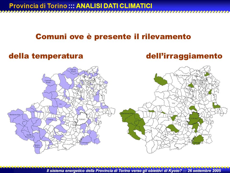Comuni ove è presente il rilevamento Il sistema energetico della Provincia di Torino verso gli obiettivi di Kyoto.