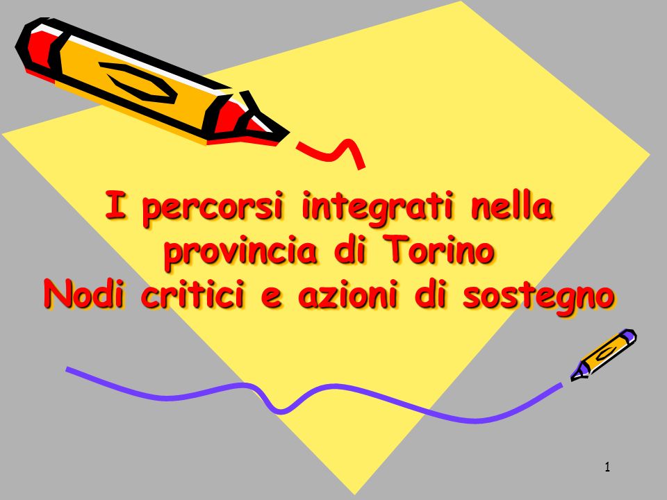1 I percorsi integrati nella provincia di Torino Nodi critici e azioni di sostegno