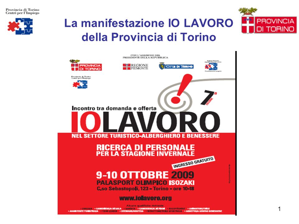 1 La manifestazione IO LAVORO della Provincia di Torino