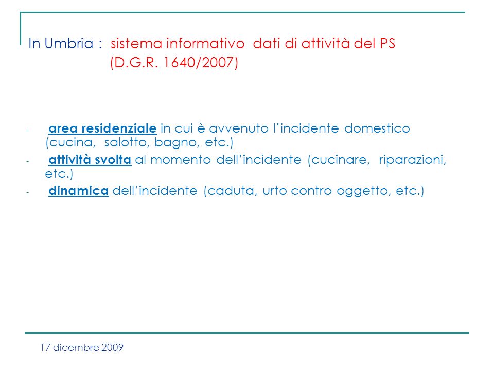 In Umbria : sistema informativo dati di attività del PS (D.G.R.