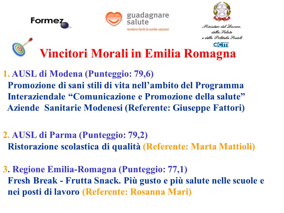 Vincitori Morali in Emilia Romagna 1.