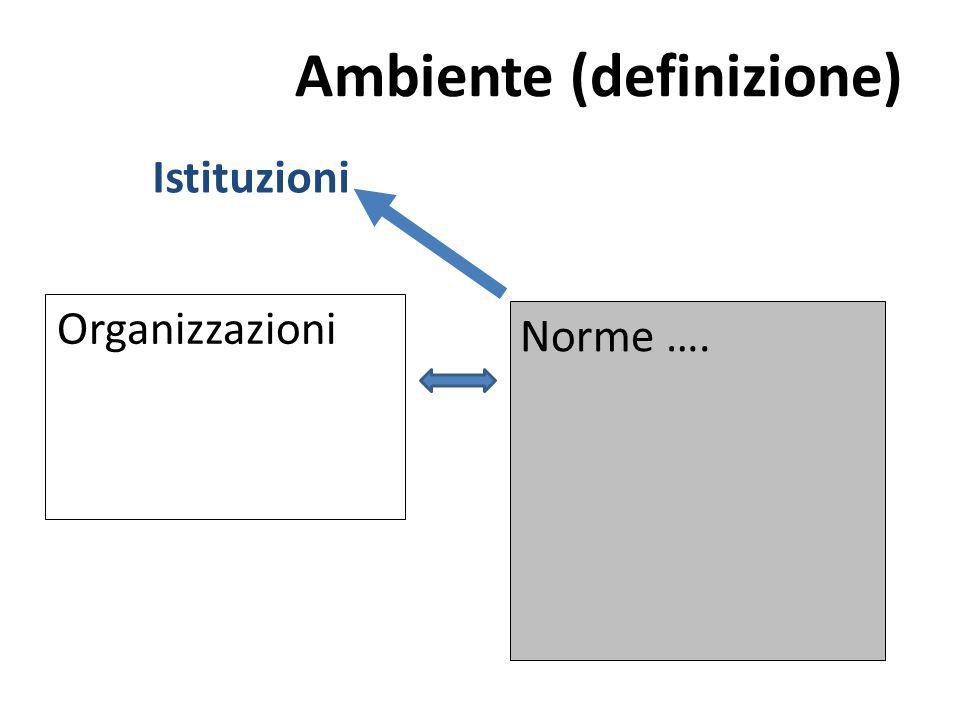 Ambiente (definizione) Organizzazioni Norme …. Istituzioni