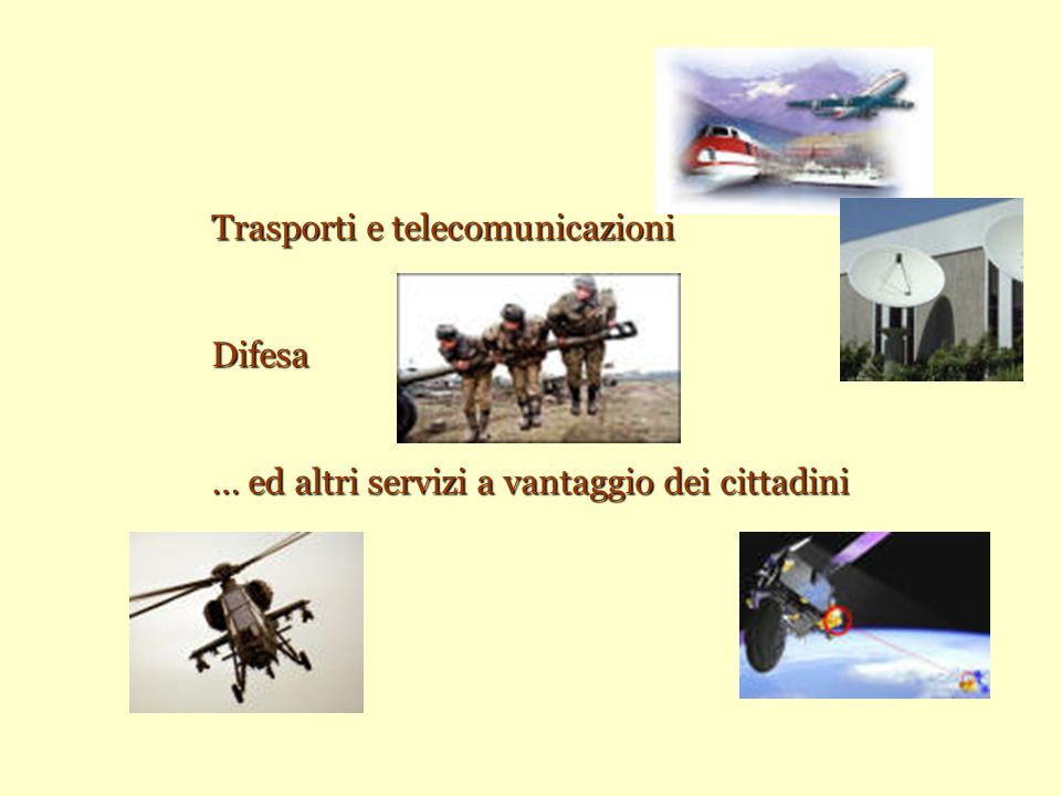 Trasporti e telecomunicazioni Difesa … ed altri servizi a vantaggio dei cittadini