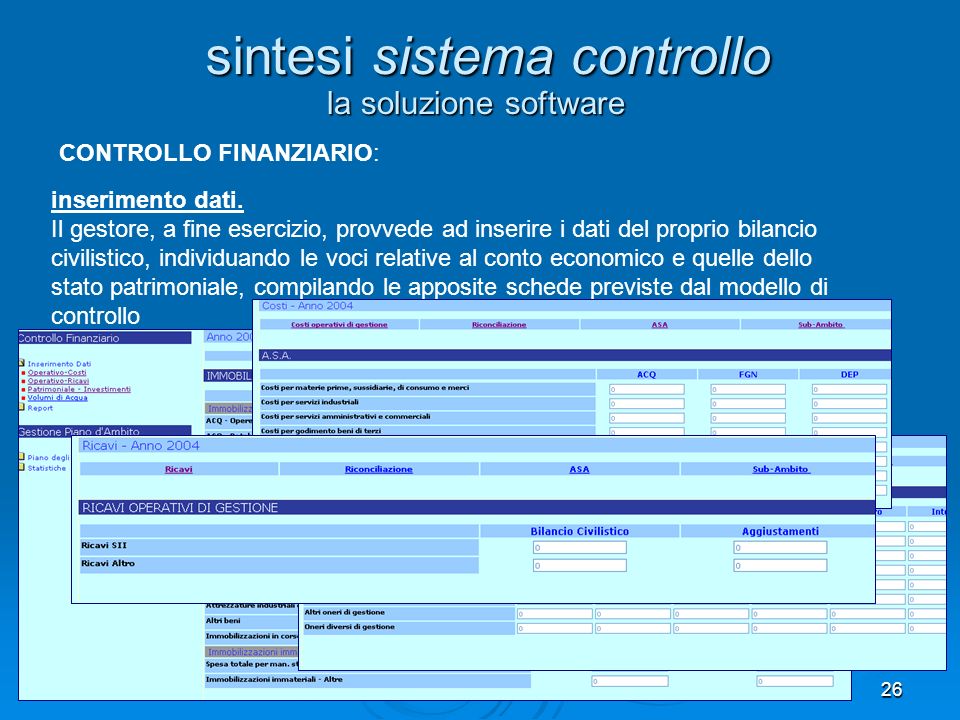 26 la soluzione software sintesi sistema controllo inserimento dati.