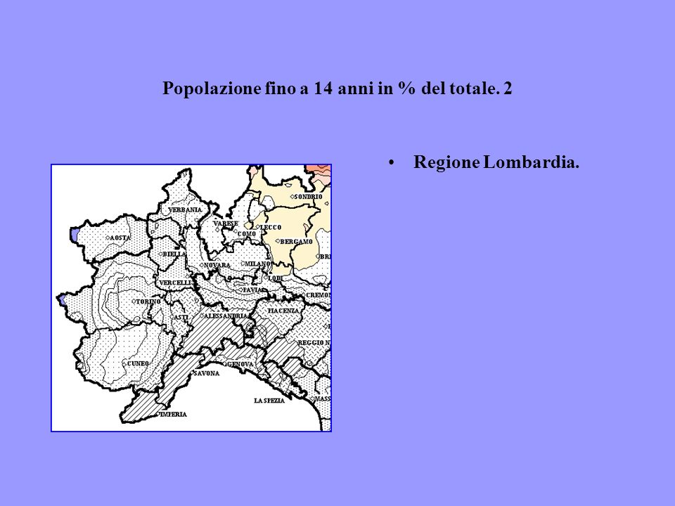 Popolazione fino a 14 anni in % del totale. 2 Regione Lombardia.