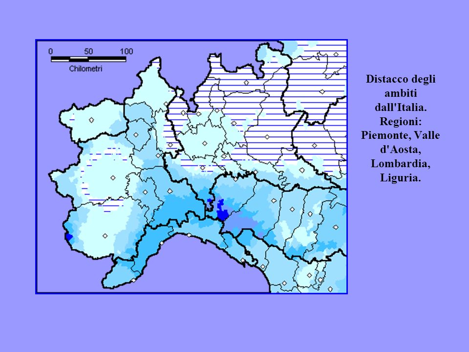 Distacco degli ambiti dall Italia. Regioni: Piemonte, Valle d Aosta, Lombardia, Liguria.