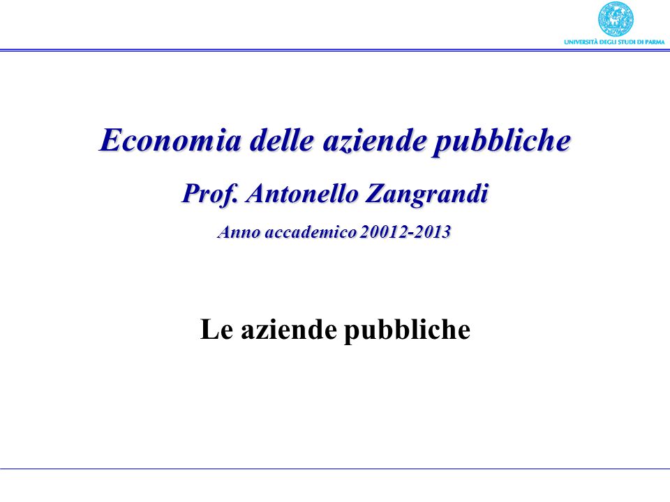 Economia delle aziende pubbliche Prof.