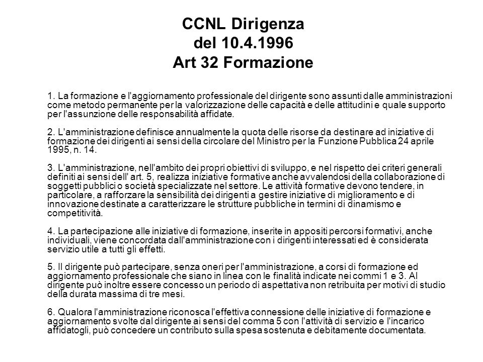 CCNL Dirigenza del Art 32 Formazione 1.