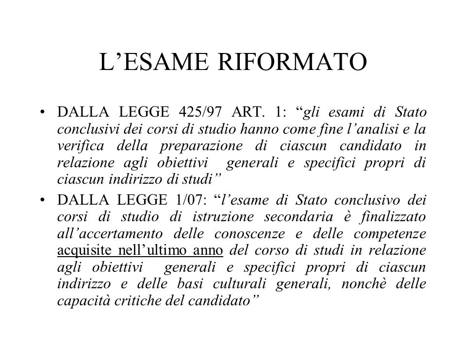 LESAME RIFORMATO DALLA LEGGE 425/97 ART.