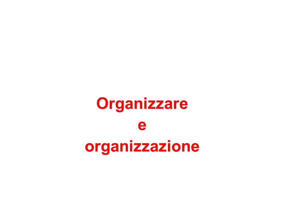 Organizzare e organizzazione