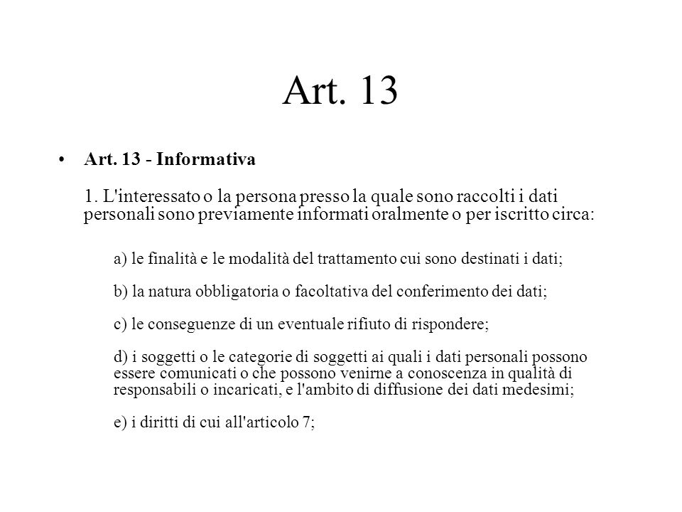 Art. 13 Art Informativa 1.