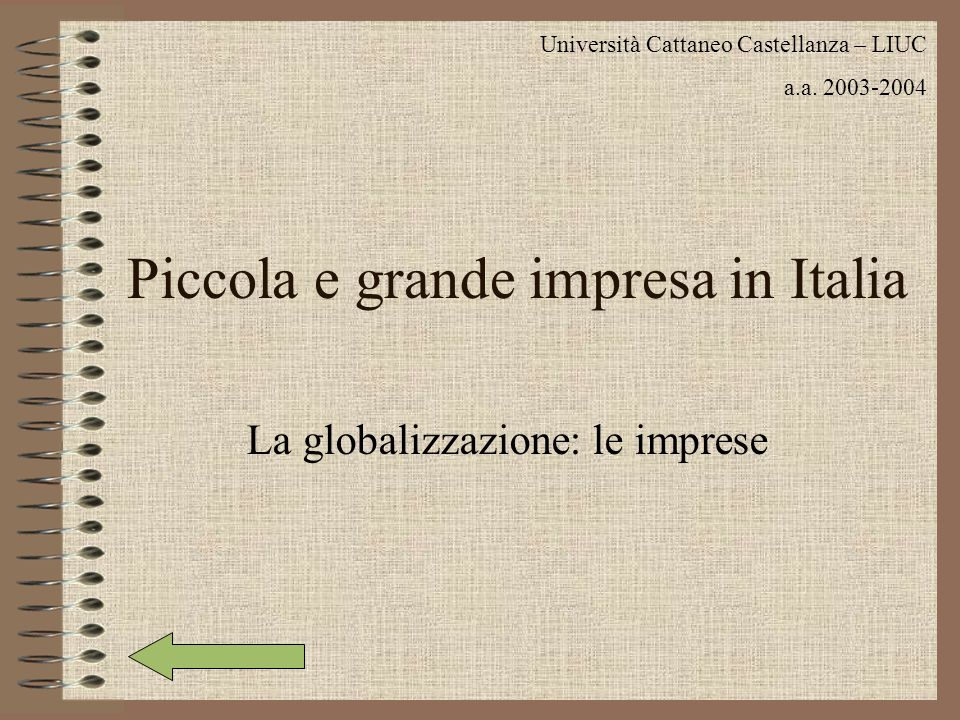 Piccola e grande impresa in Italia La globalizzazione: le imprese Università Cattaneo Castellanza – LIUC a.a.