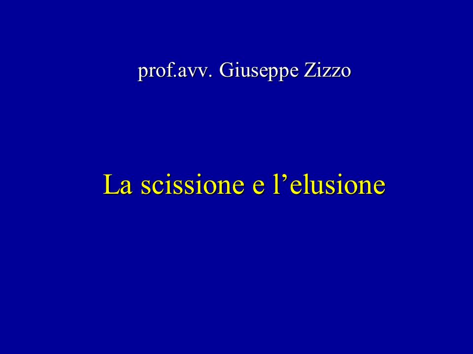 La scissione e lelusione prof.avv. Giuseppe Zizzo