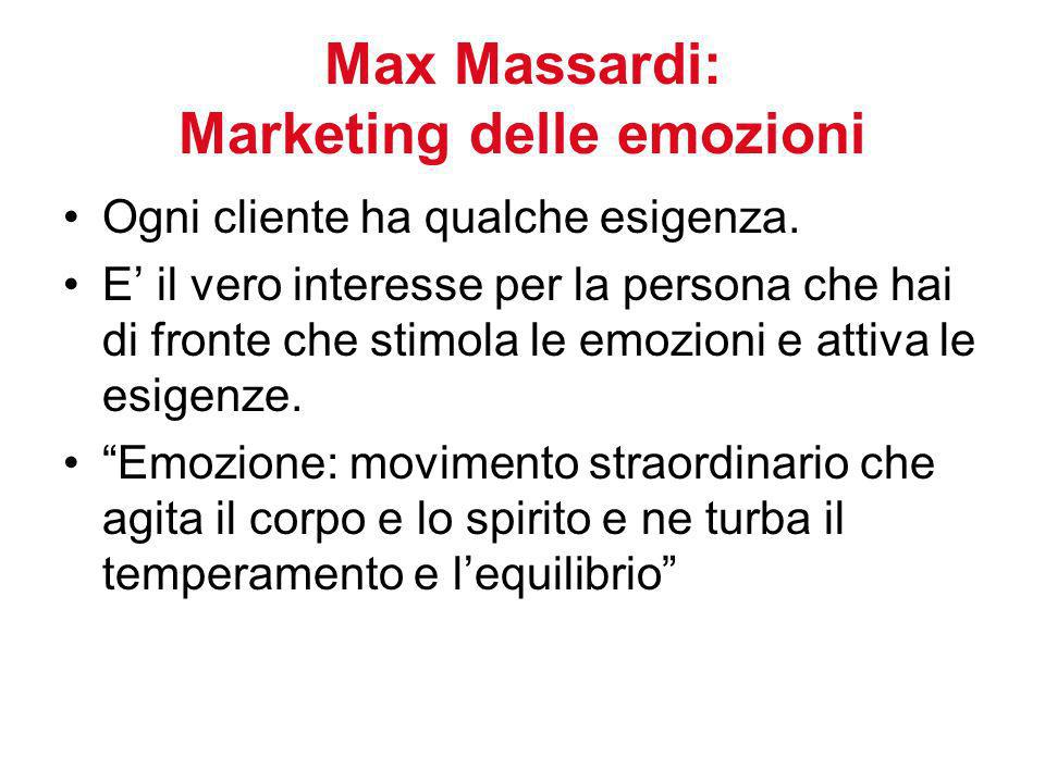 Max Massardi: Marketing delle emozioni Ogni cliente ha qualche esigenza.