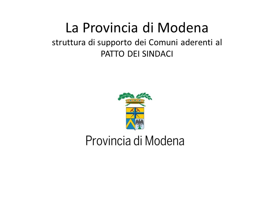 La Provincia di Modena struttura di supporto dei Comuni aderenti al PATTO DEI SINDACI