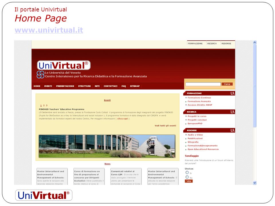 Il portale Univirtual Home Page