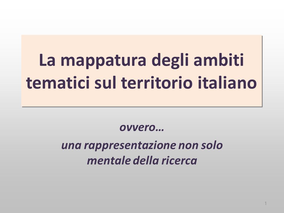 La mappatura degli ambiti tematici sul territorio italiano ovvero… una rappresentazione non solo mentale della ricerca 1