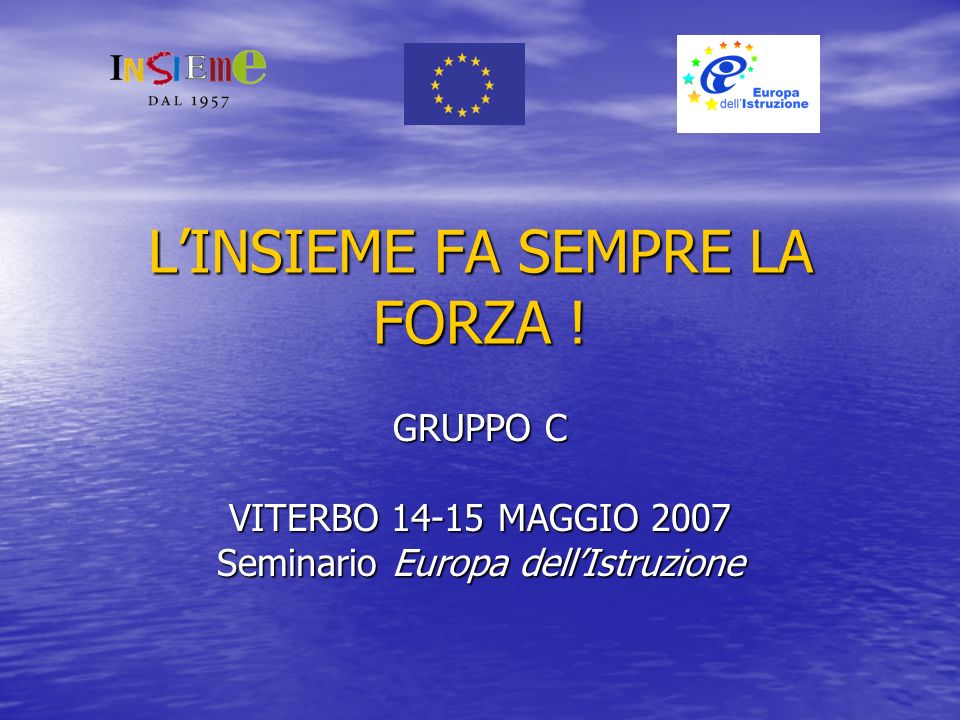 LINSIEME FA SEMPRE LA FORZA ! GRUPPO C VITERBO MAGGIO 2007 Seminario Europa dellIstruzione