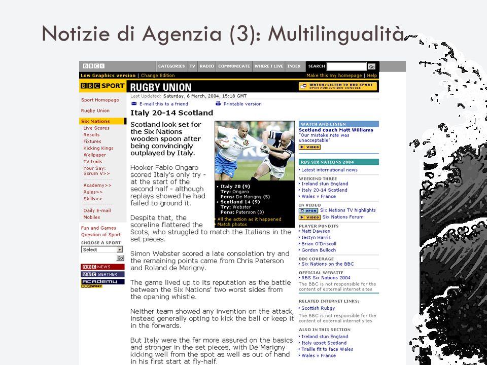 Notizie di Agenzia (3): Multilingualità