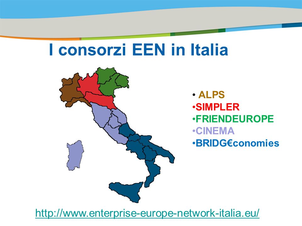 Title of the presentation | Date |# I consorzi EEN in Italia ALPS SIMPLER FRIENDEUROPE CINEMA BRIDGconomies