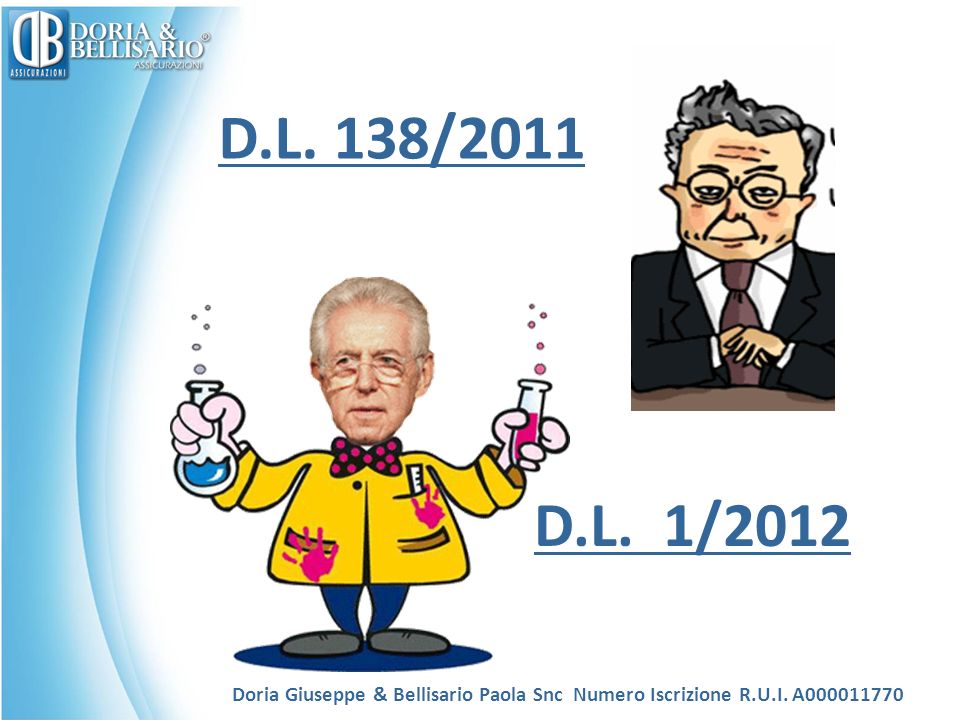 D.L. 138/2011 Doria Giuseppe & Bellisario Paola Snc Numero Iscrizione R.U.I. A D.L. 1/2012