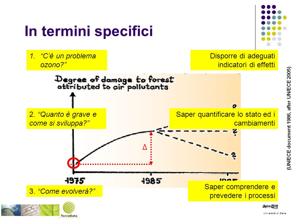 Università di Siena In termini specifici (UN/ECE document 1986, after UN/ECE 2005) Δ 1.Cè un problema ozono.