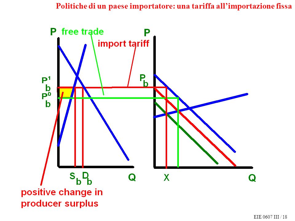 EIE 0607 III / 18 Politiche di un paese importatore: una tariffa allimportazione fissa
