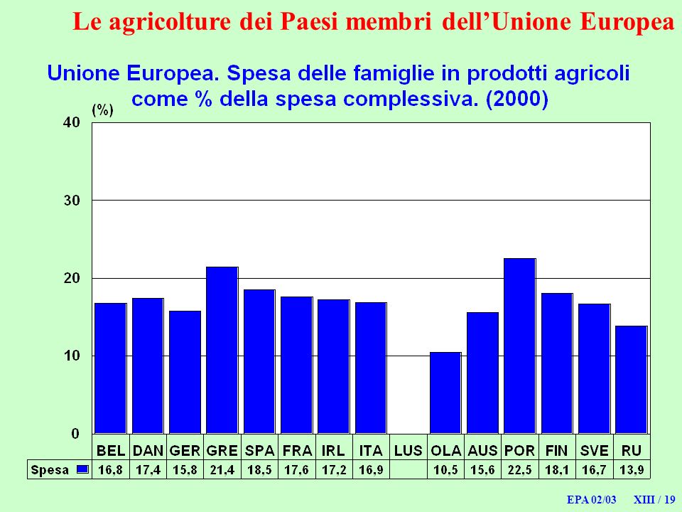 EPA 02/03 XIII / 19 Le agricolture dei Paesi membri dellUnione Europea