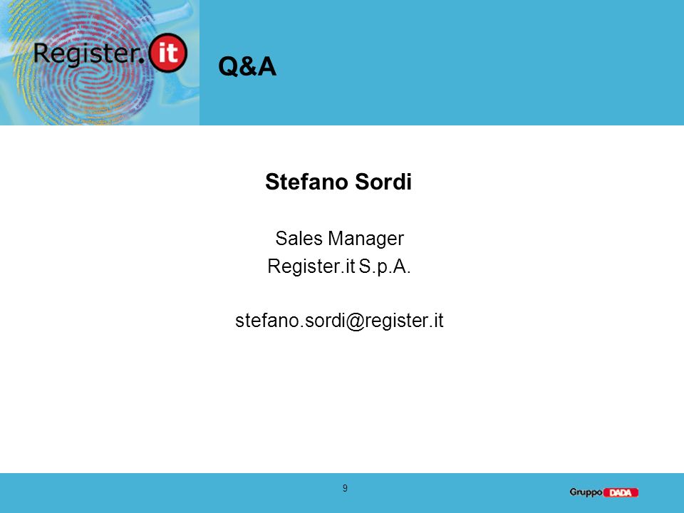 9 Q&A Stefano Sordi Sales Manager Register.it S.p.A.