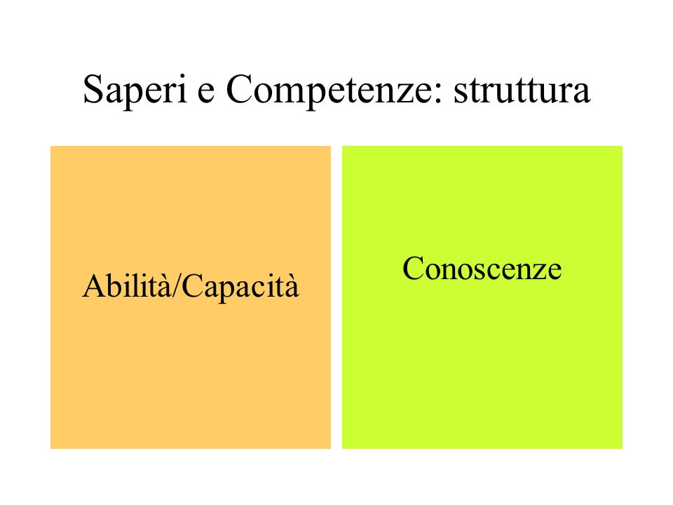 Saperi e Competenze: struttura Abilità/Capacità Conoscenze