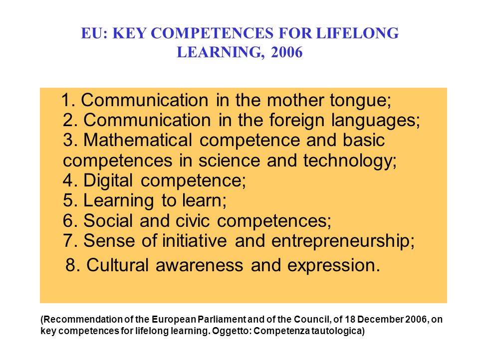 1. Communication in the mother tongue; 2. Communication in the foreign languages; 3.